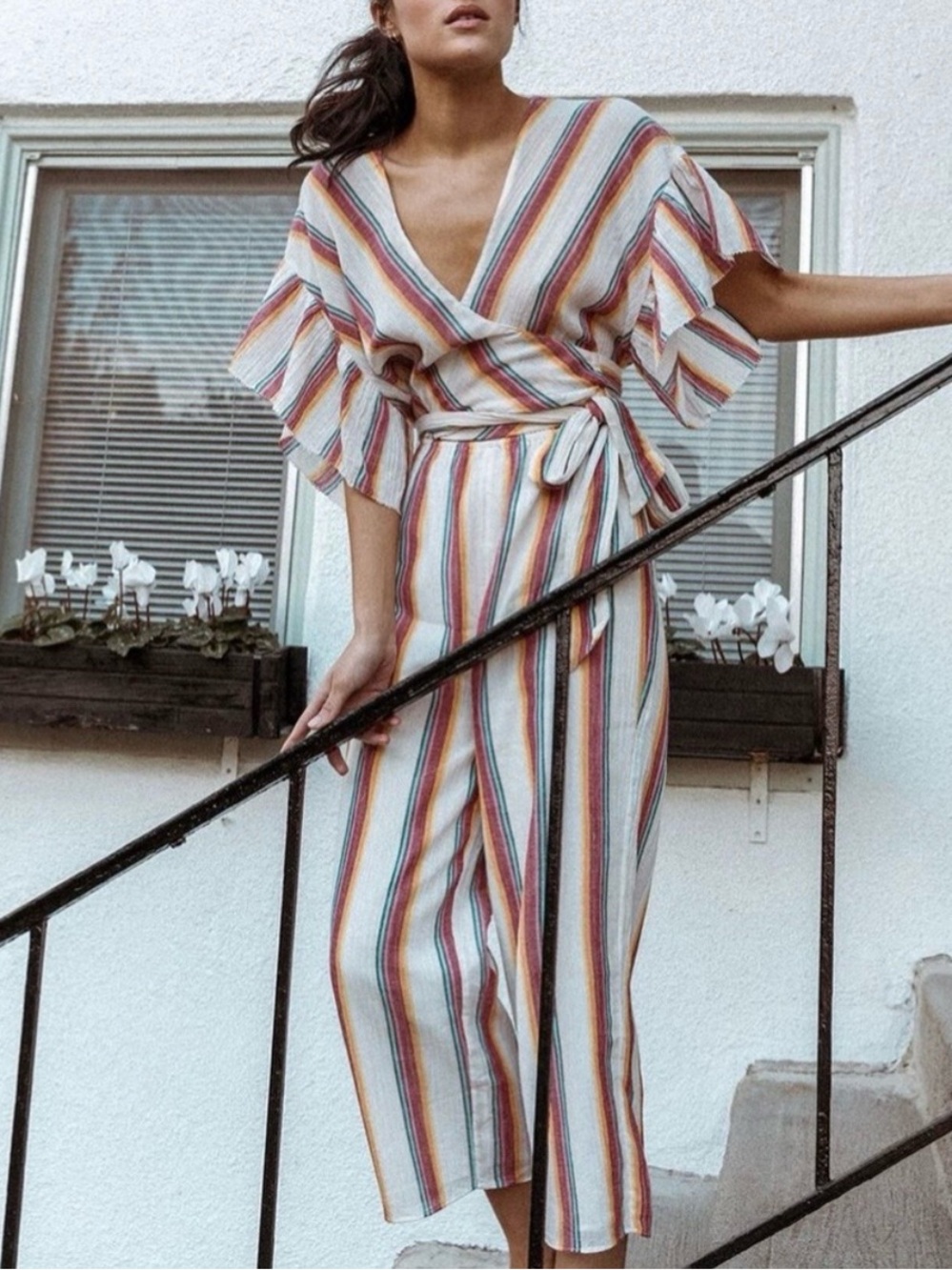 Anthropologie Multicolor Striped Jumpsuit, sz sm